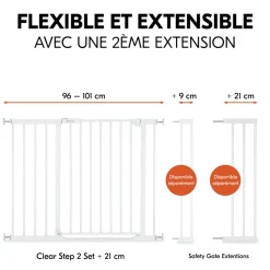 Barrière d'escalier clear step 2 avec extension +21 cm white