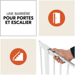 Barrière d'escalier clear step autoclose 2 avec extention +9 cm white