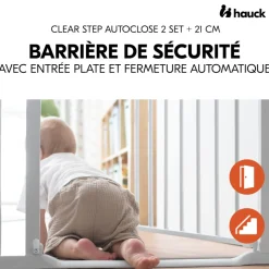 Barrière d'escalier clear step autoclose 2 avec extention +9 cm white