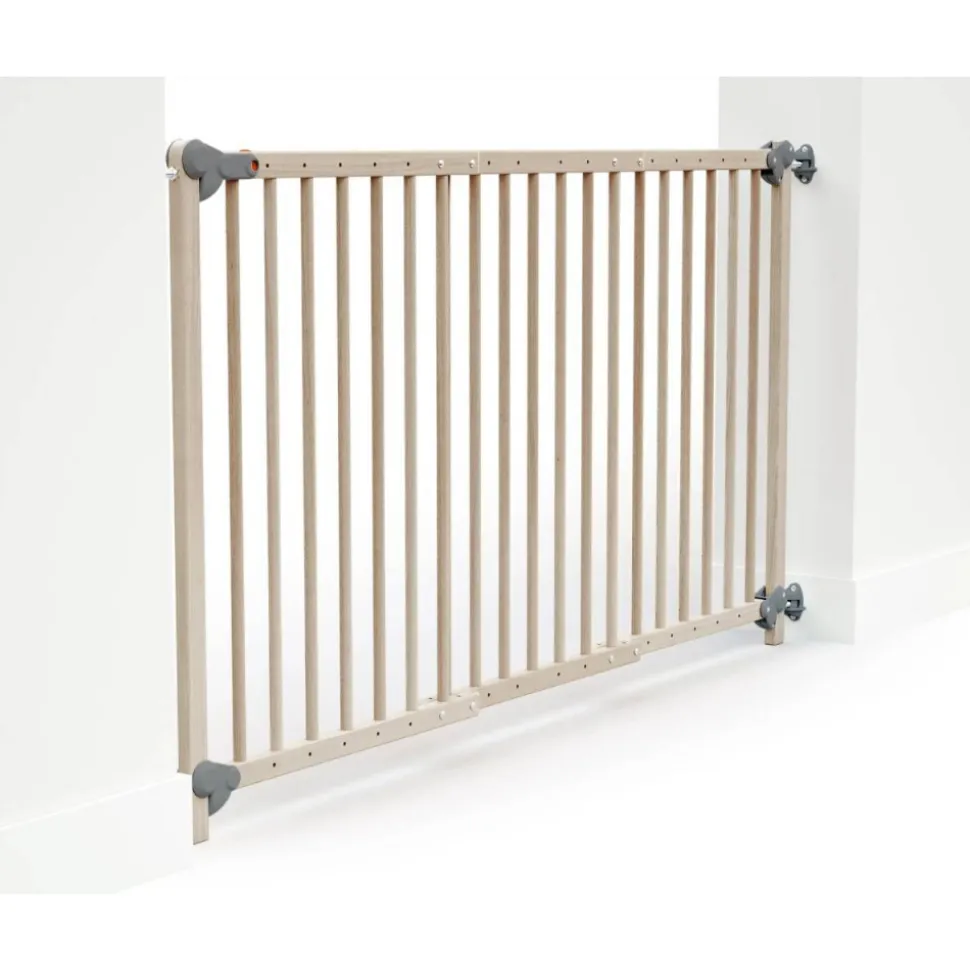 Barrière de sécurité extensible webaby hêtre brut & gris