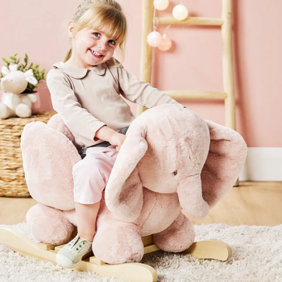 Bascule éléphant vieux rose