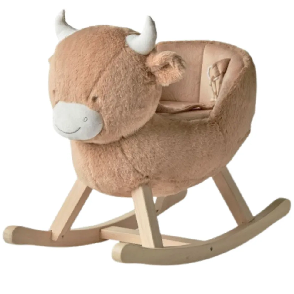 Bascule pour bébé vache fluffy - beige