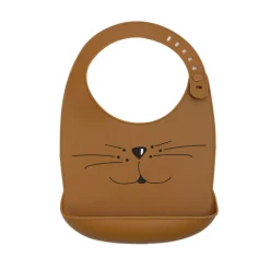 Bavoir silicone chat caramel