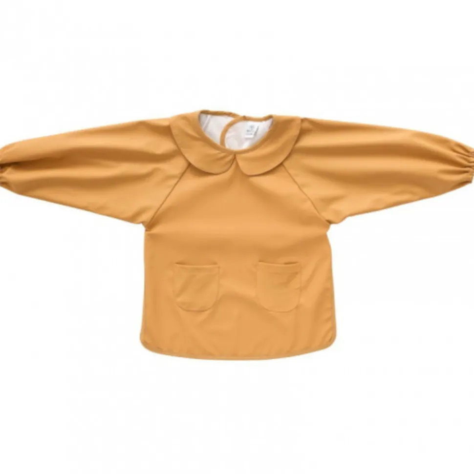 Bavoir tablier col claudine imperméable - uni camel 6/24 mois