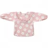 Bavoir tablier col claudine imperméable - fleurs rose 6/24 mois