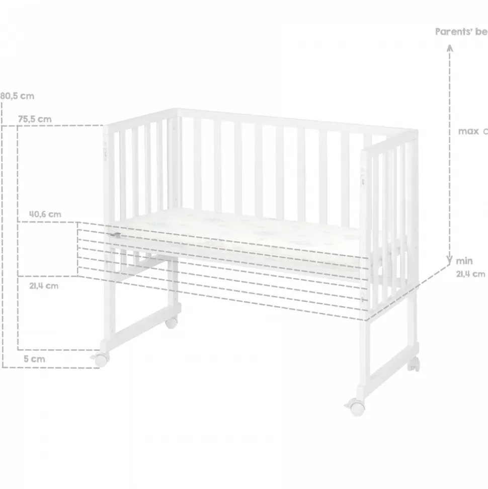 Berceau cododo 3 en 1 blanc avec matelas et barrière en maille