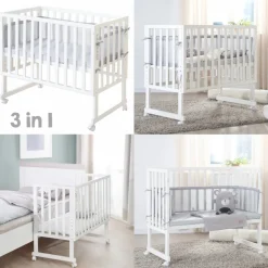 Berceau cododo 3 en 1 bois blanc avec matelas et nid