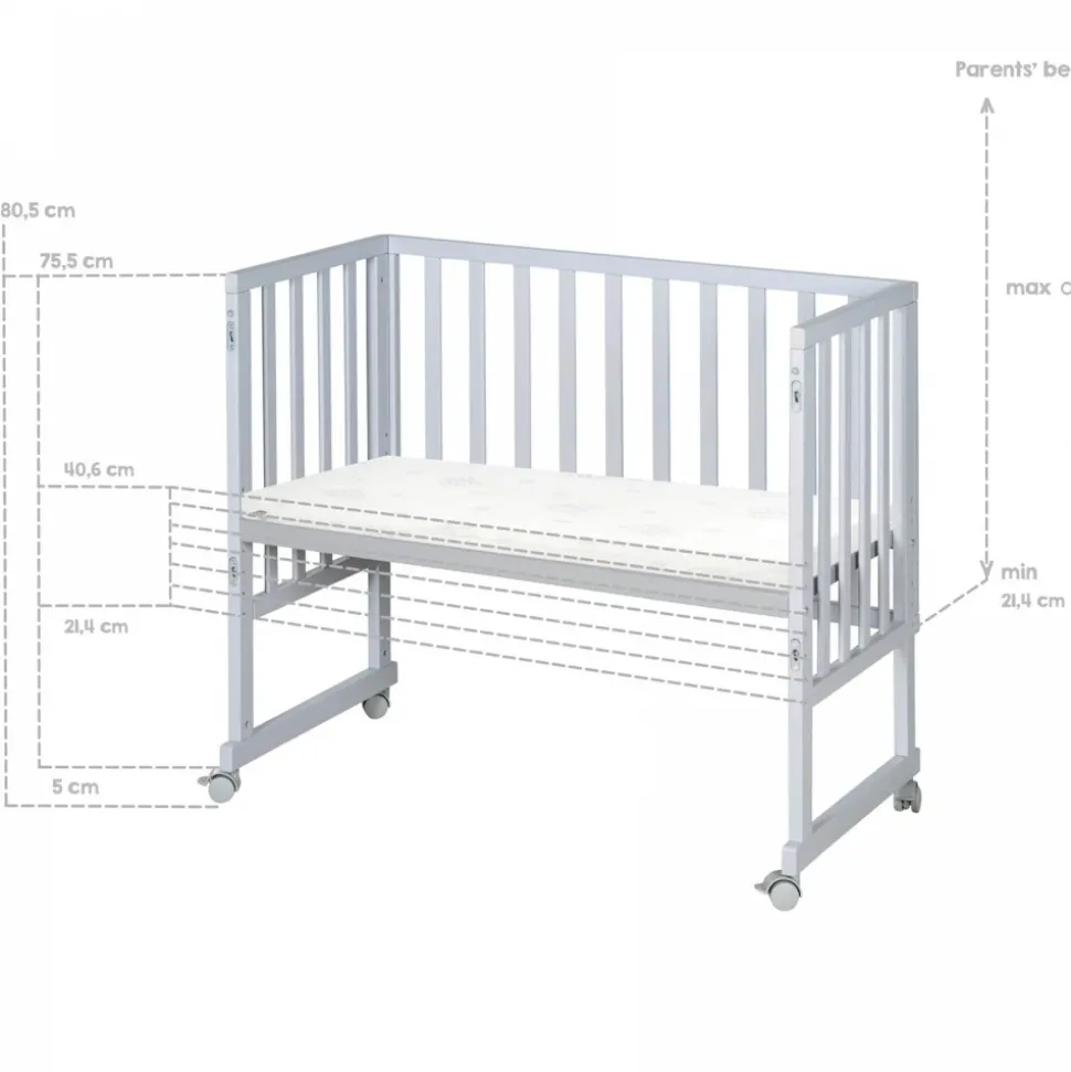 Berceau cododo 3 en 1 bois gris avec matelas et nid