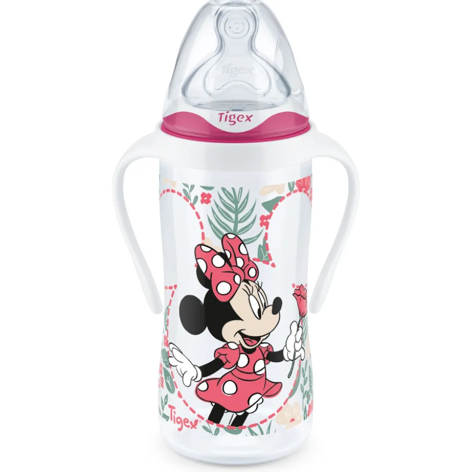 Biberon col large 300ml 6mois et plus avec poignée minnie