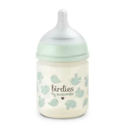 Biberon en verre bébé 120 ml avec tétine sx pro birdies vert