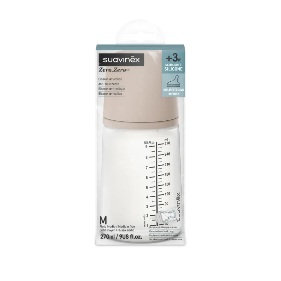 Biberon 270 ml anti-colique zerø.zerø débit moyen medium