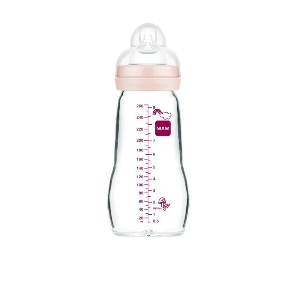 Biberon verre 260 ml rose