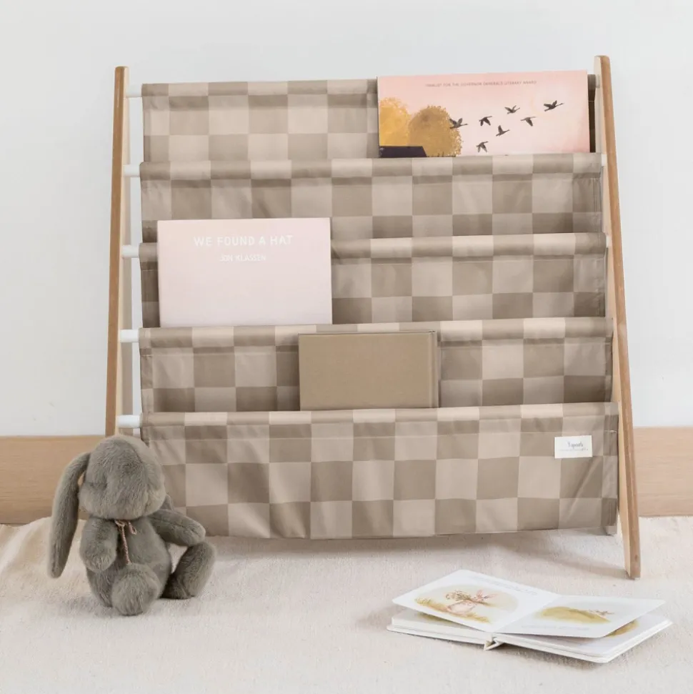 Bibliothèque enfant damier beige