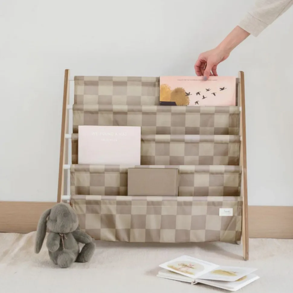 Bibliothèque enfant damier beige