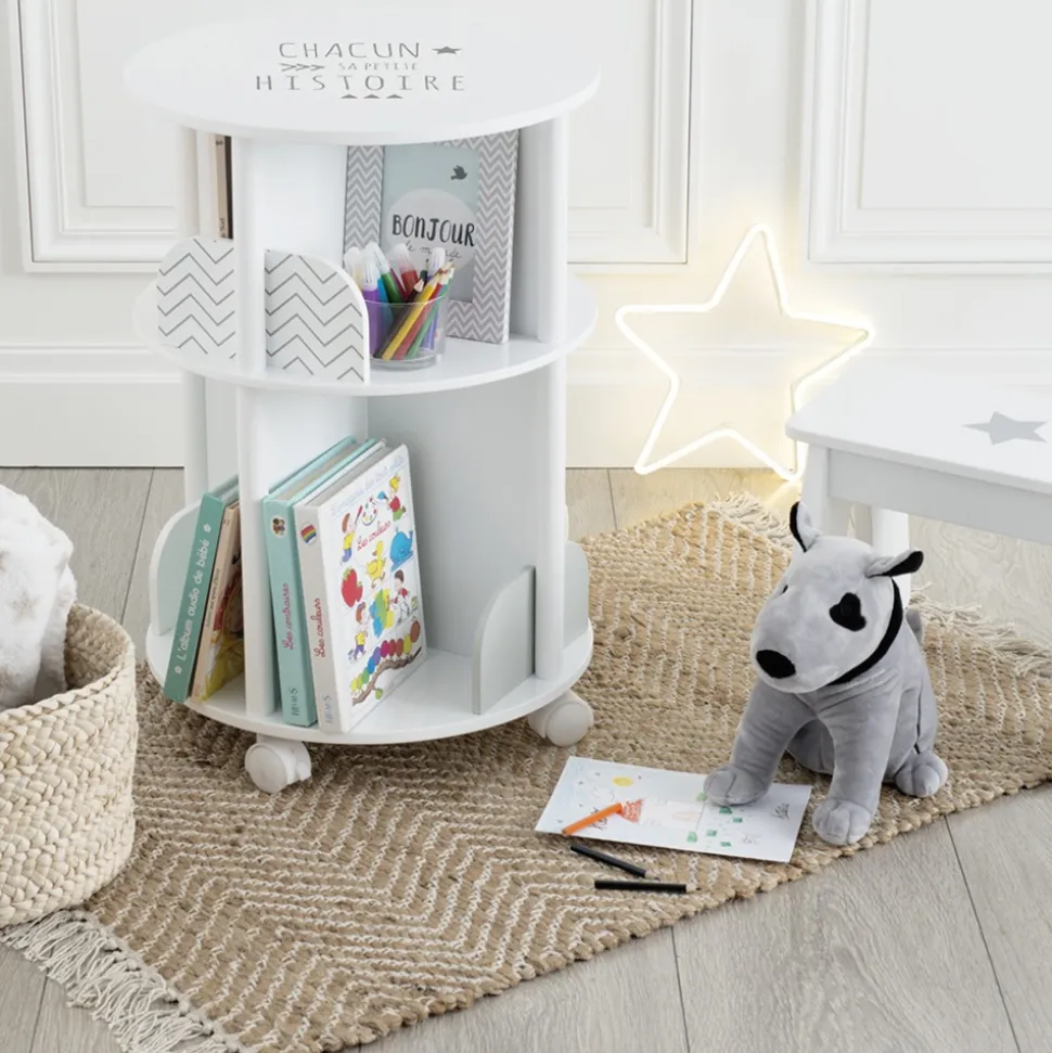Bibliothèque enfant ronde blanche et grise
