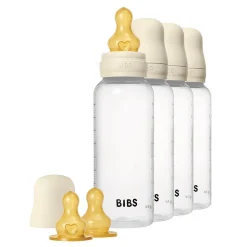 Bibs baby bottle round latex 4 pack 270 ml ivory
