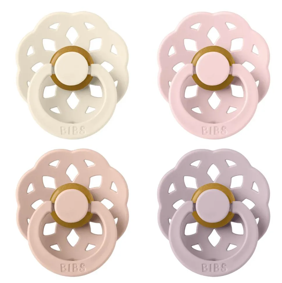 Bibs pacifier boheme 4 pack latex size 2 ivory/blush/blossom/dusky lilac