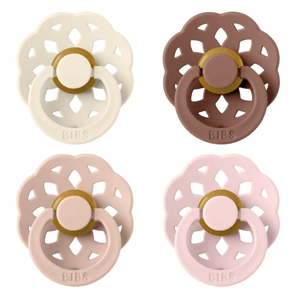Bibs pacifier boheme 4 pack latex size 2 ivory/blush/woodchuck/blossom