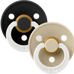 Bibs pacifier colour 2 pack latex size 1 black glow/vanilla glow