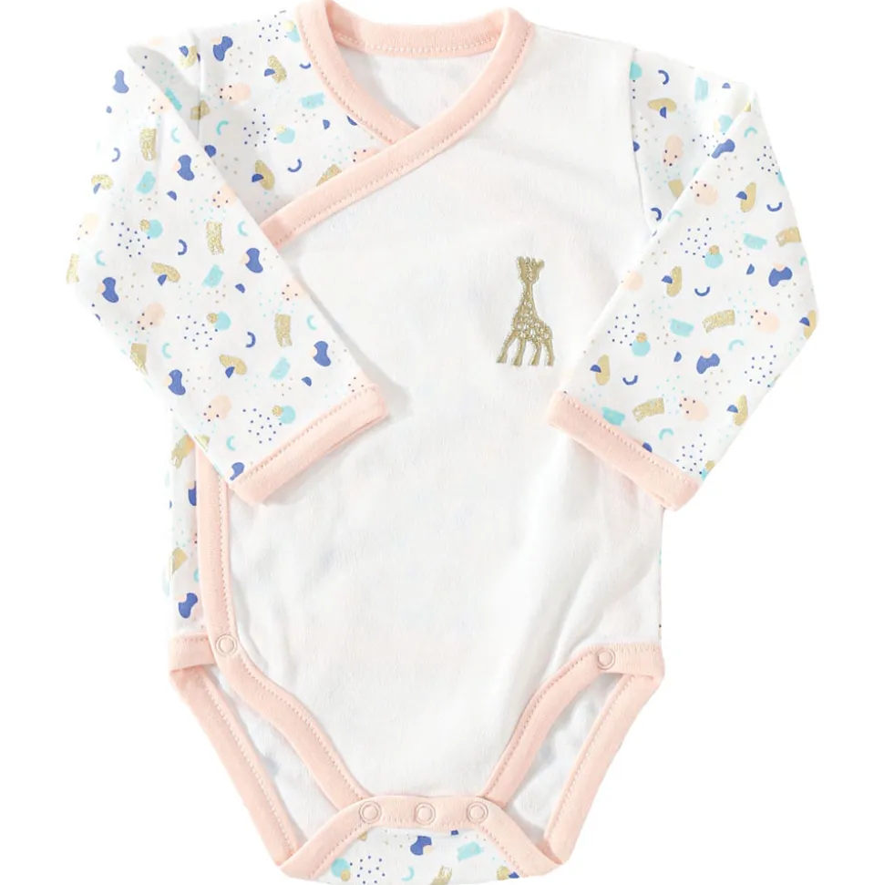 Body croisé 0 mois sophie la girafe - multicolore rose