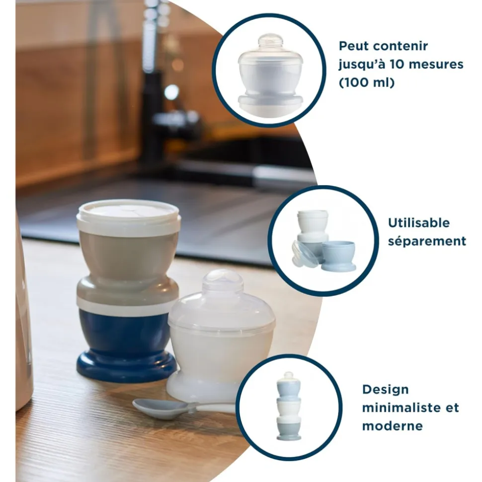 Boite doseuse lait bleu océan - 3 compartiments