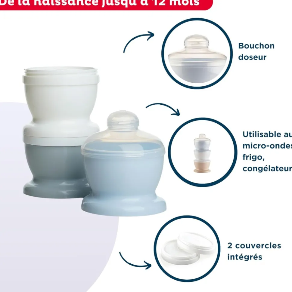 Boite doseuse lait bleu océan - 3 compartiments