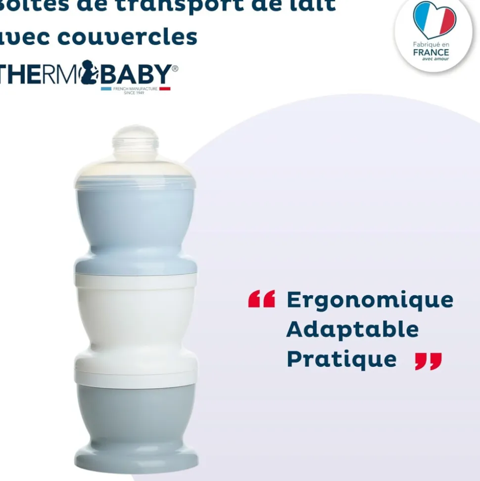 Boite doseuse lait bleu océan - 3 compartiments