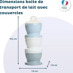 Boite doseuse lait bleu océan - 3 compartiments