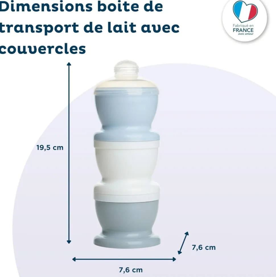 Boite doseuse lait bleu océan - 3 compartiments