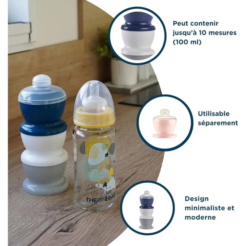 Boite doseuse lait gris charme - 3 compartiments