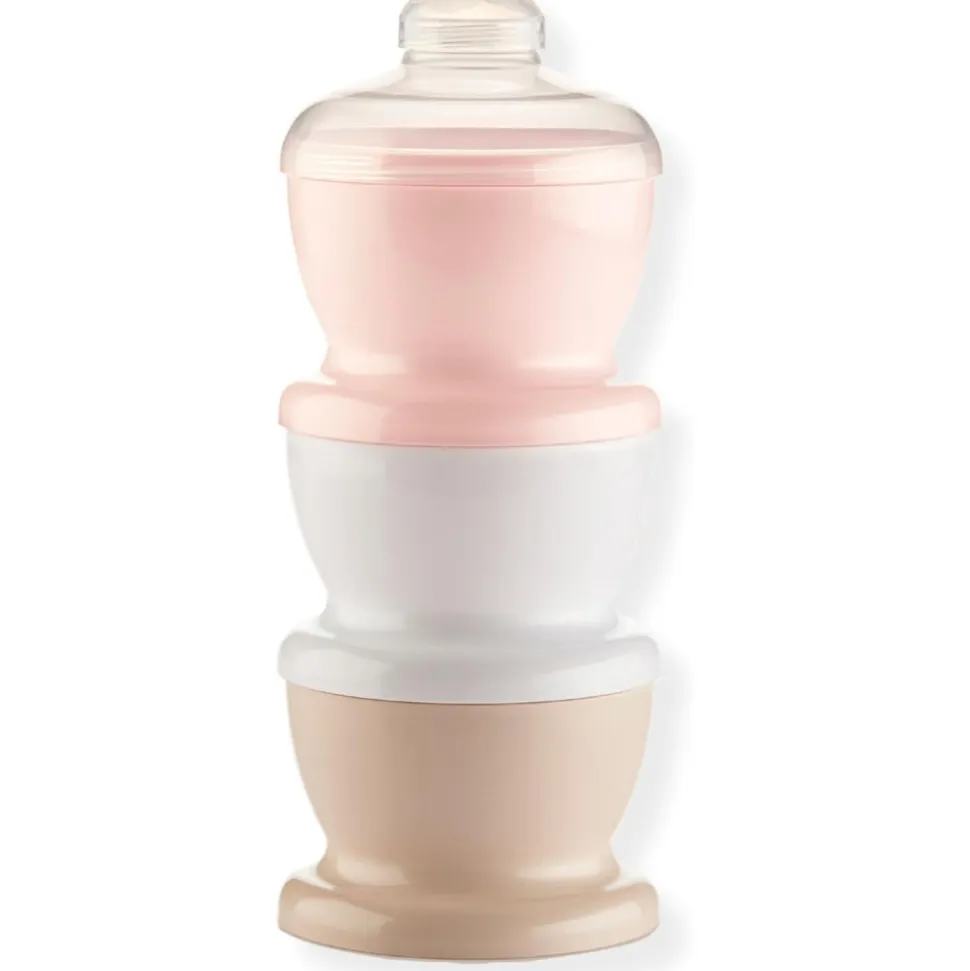 Boite doseuse lait rose poudré - 3 compartiments