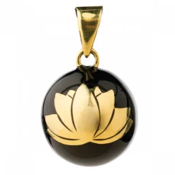Bola de grossesse noir avec lotus doré