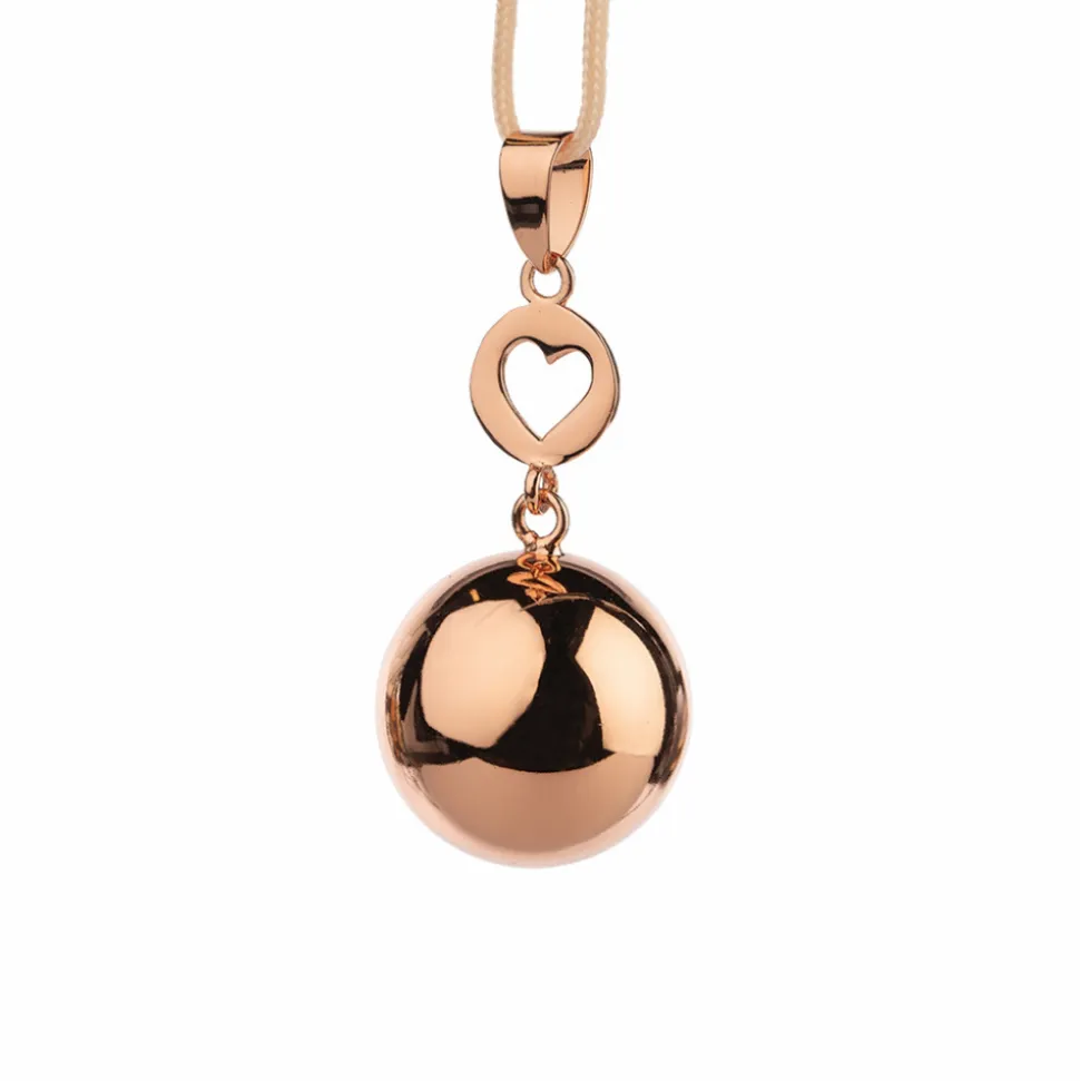 Bola de grossesse or rose avec grigri feuilles