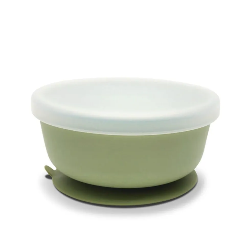 Bol avec ventouse et couvercle vert