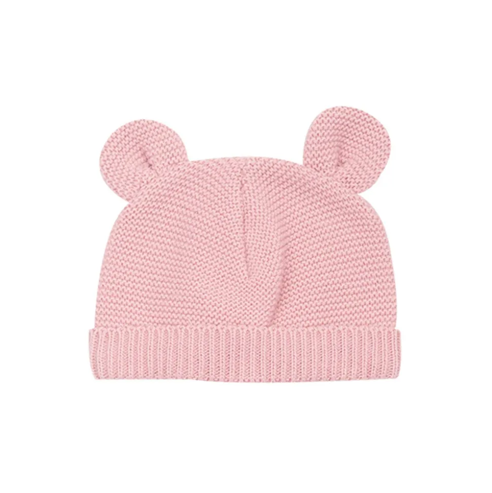 Bonnet bébé maille vieux rose naissance