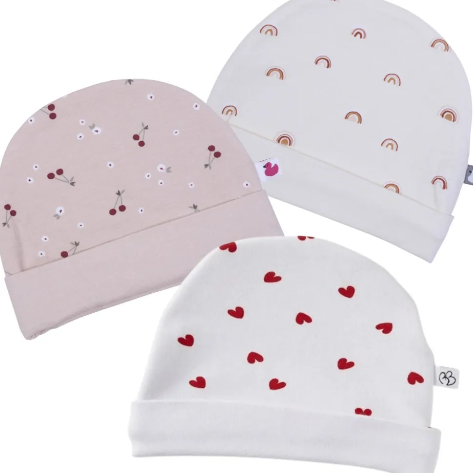 Bonnet doublé blanc imprimé cœur - 12 mois