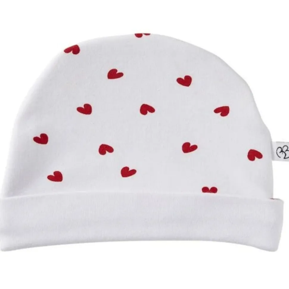 Bonnet doublé blanc imprimé cœur - 12 mois