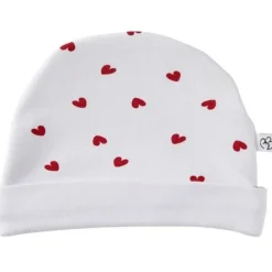 Bonnet doublé blanc imprimé cœur - 6 mois