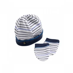 Bonnet et moufles naissance baby sailor