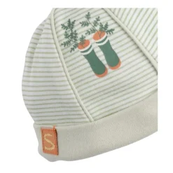 Bonnet et moufles naissance vert botanica