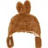 Bonnet lapin en fausse fourrure angora - havane 12/18 mois