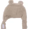 Bonnet ours en fausse fourrure angora - beige 12/18 mois