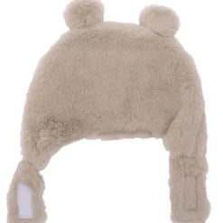 Bonnet ours en fausse fourrure angora - beige 0/6 mois