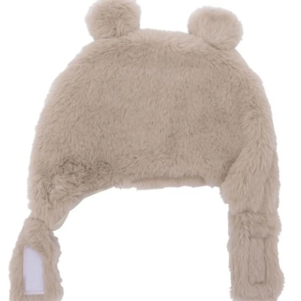 Bonnet ours en fausse fourrure angora - beige 0/6 mois