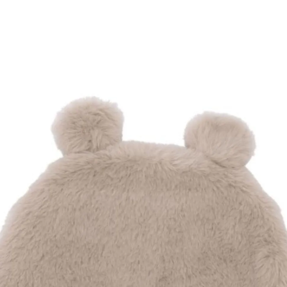 Bonnet ours en fausse fourrure angora - beige 0/6 mois