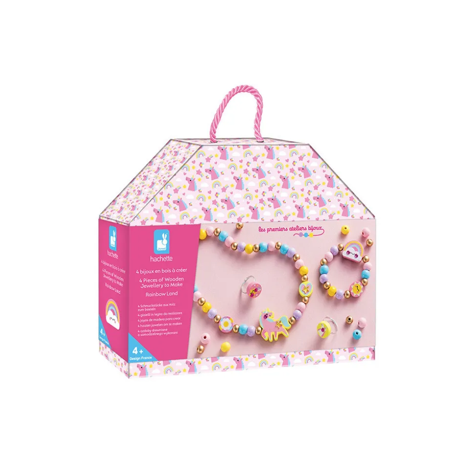 Boîte de 4 bijoux en bois à créer rainbow land