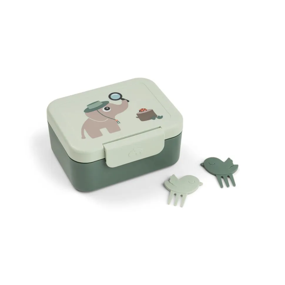 Boîte à goûter avec piques snack tiny trails vert