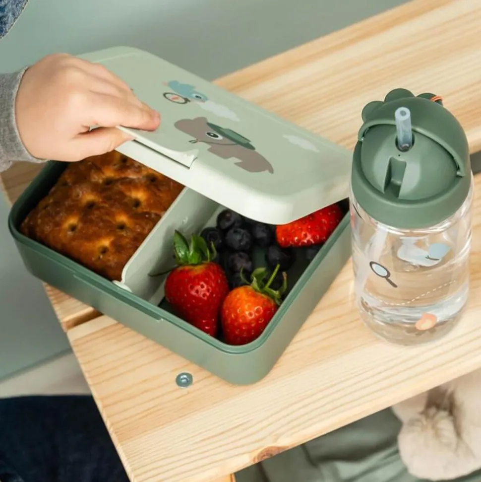 Boîte à goûter avec séparateur tiny trails vert