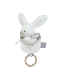 Boîte à musique lapin doudou blanc