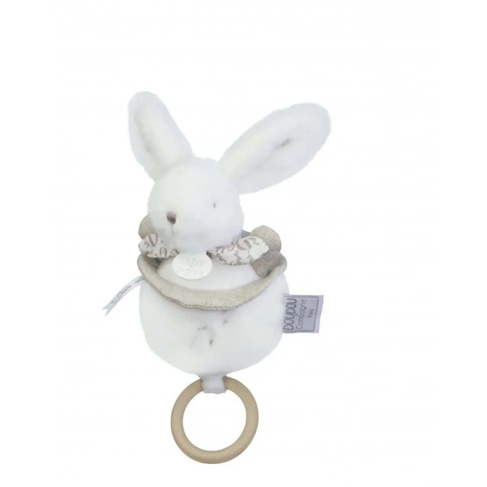 Boîte à musique lapin doudou blanc